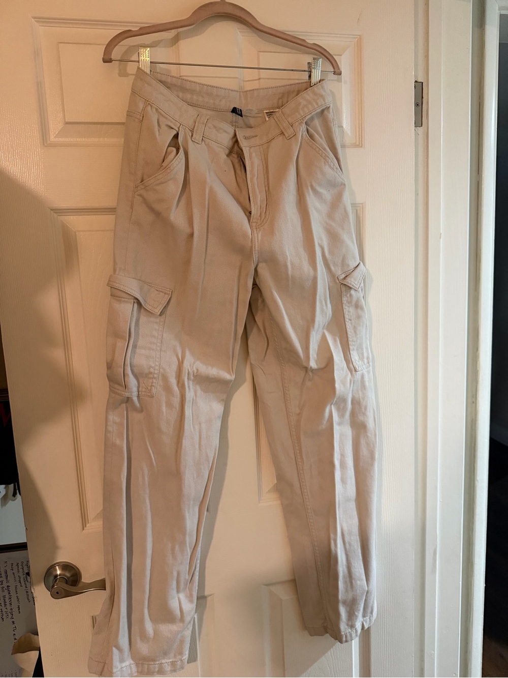 H&M Beige Wide-Leg Cargo Jeans